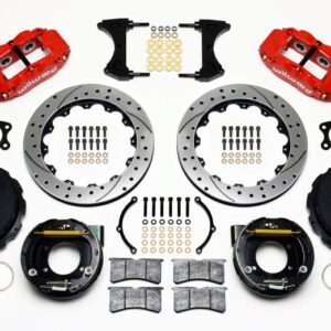 Wilwood Narrow Superlite 4R Rear P-Brk Kit 12.88in Drilled Red Small Ford 2.66in Offset