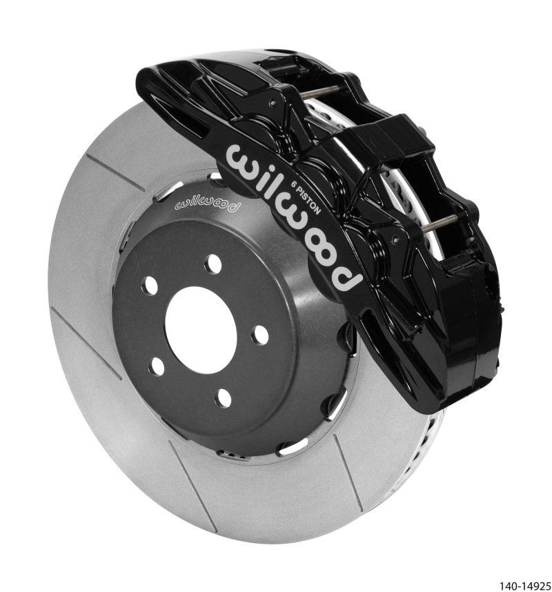 Wilwood 15-23 Ford Mustang SX6R Front Brake Kit 15in Lug Drive Rotor Slotted Black w/ Lines