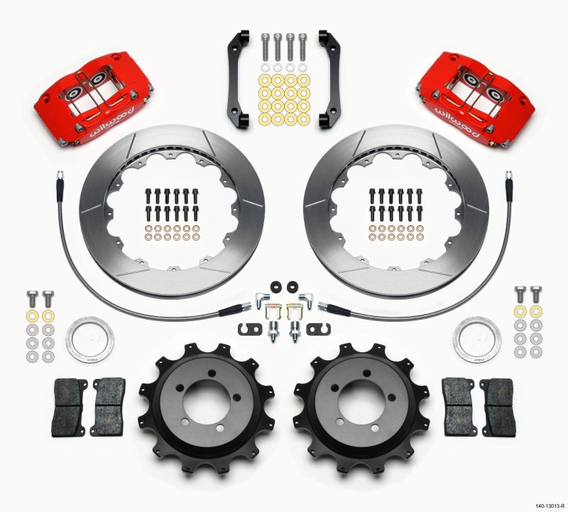 Wilwood Dynapro Radial Rear Kit 12.88in Red 2006-2007 Subaru WRX w/Lines