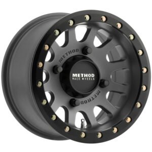 Method MR401 UTV Beadlock 15x7 / 4+3/13mm Offset / 4x156 / 132mm CB Titanium Wheel- Matte Black Ring