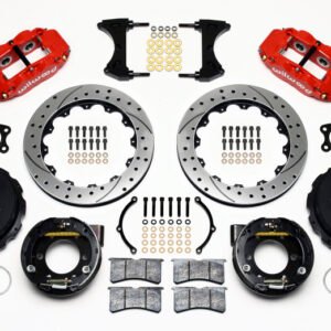 Wilwood Narrow Superlite 4R Rear P-Brk Kit 12.88in Drilled Red Small Ford 2.50in Offset