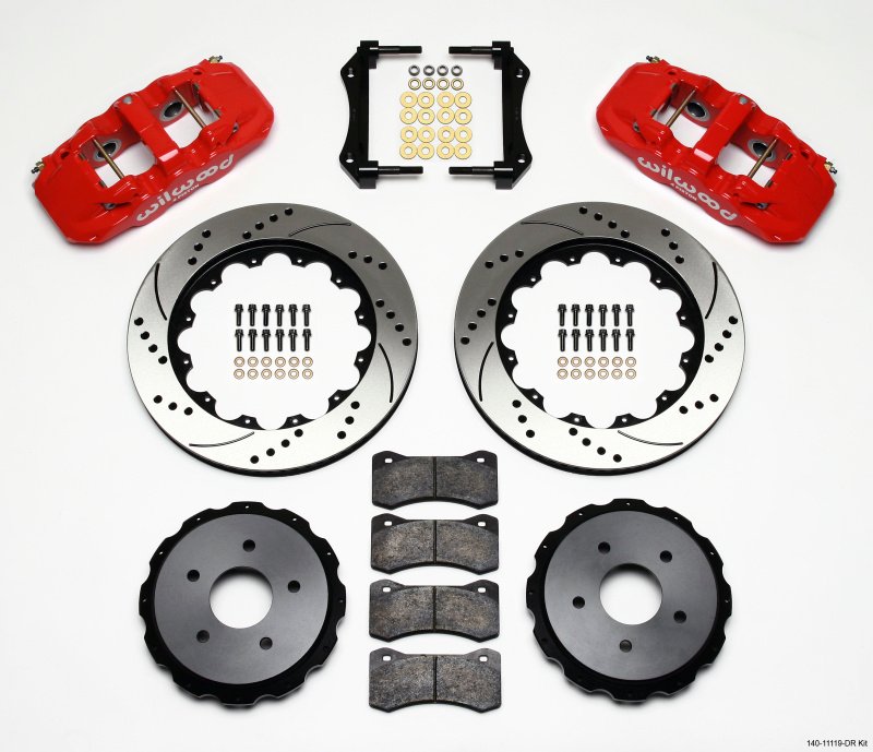 Wilwood AERO4 Rear Kit 14.00in Drilled Red 97-04 Corvette C5/Z06 05-13 C6