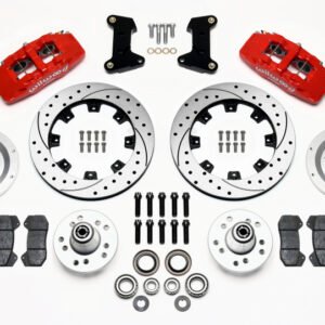 Wilwood Dynapro 6 Front Hub Kit 12.19in Drilled Red 74-80 Pinto/Mustang II Disc Spindle only