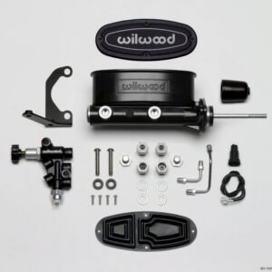 Wilwood HV Tandem M/C Kit w L/H Bracket & Prop Valve - 7/8in Bore Black-W/Pushrod