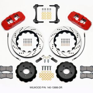Wilwood AERO6 Front Hat Kit 14.00 Drilled Red 15-23 Mustang w/Lines