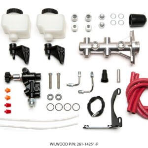 Wilwood Tandem Remote M/C Kit w L/H Bracket & Prop Valve - 1in Bore Ball Burnished
