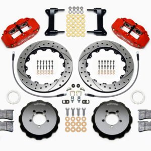 Wilwood Narrow Superlite 6R Front Hat Kit 13.06in Drilled Red 1999-2012 Subaru WRX w/Lines