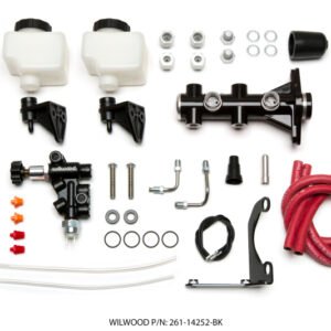 Wilwood Tandem Remote M/C Kit w L/H Bracket & Prop Valve - 1 1/8in Bore Black