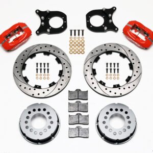 Wilwood Forged Dynalite P/S Rear Kit Drilled Red Chev 12 Bolt w/Clip Eliminator