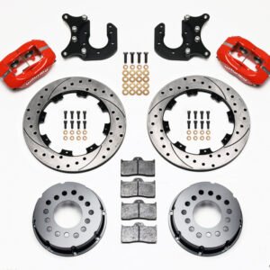 Wilwood Forged Dynalite P/S Rear Kit Drilled Red Mopar/Dana 2.36in Off w/Snap Ring Bearing